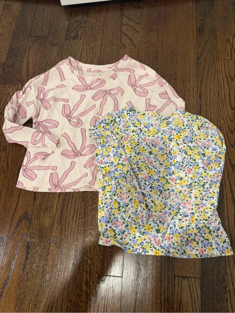Gap Girls Pink Bow-Print & Floral Pajama Tops - Set of 2